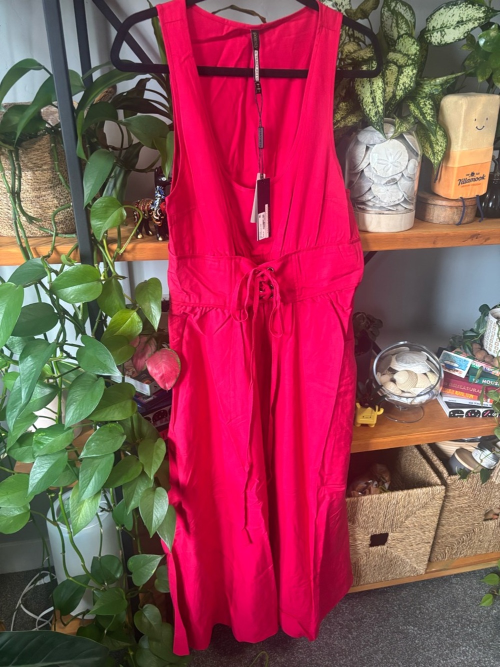 Anthropologie Tracy Reese Red Sleeveless Corseted Midi Dress NWT | Size 6 - Picture 6 of 7